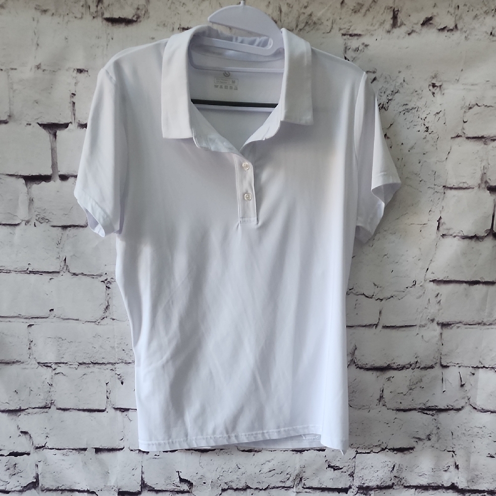 ISEEGZ White Short Sleeve Polo Shirt Golf Activewear Tennis Womens Size M - Picture 6 of 13